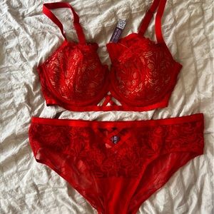 Diara Contour Bra and Panty Set, red lingerie, 40D bra
